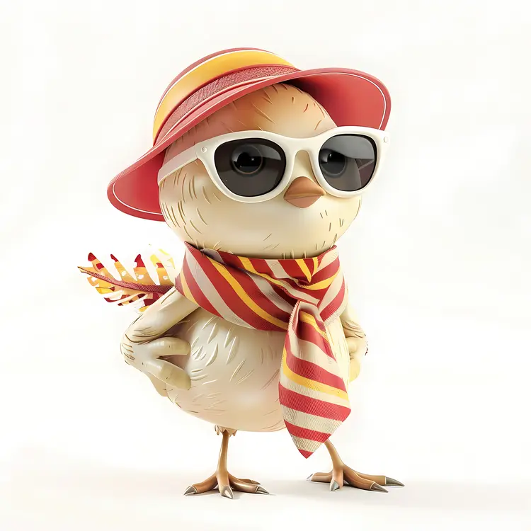 Cool Bird with Sunglasses and Hat