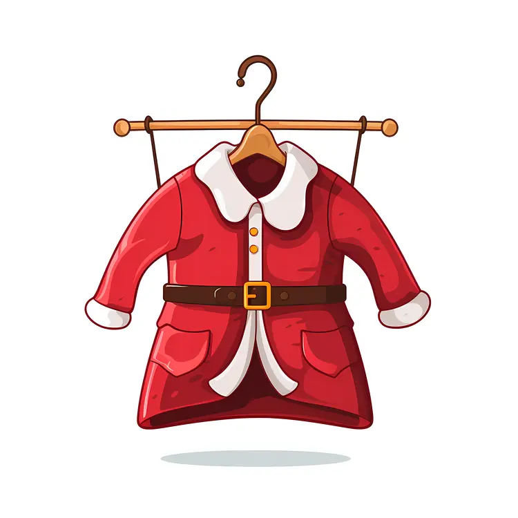 Red Santa Coat with Belt on a Hanger