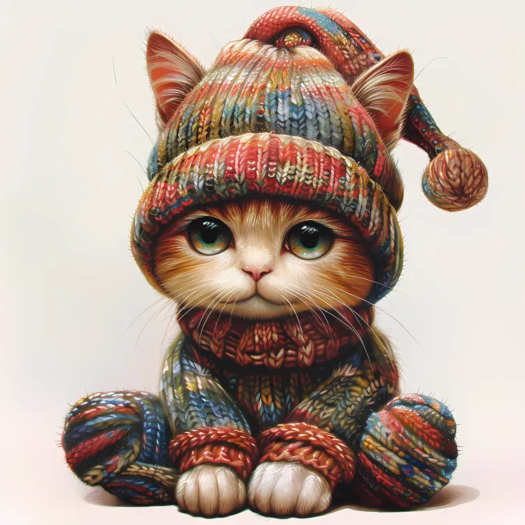 Cute Kitten in Knit Hat