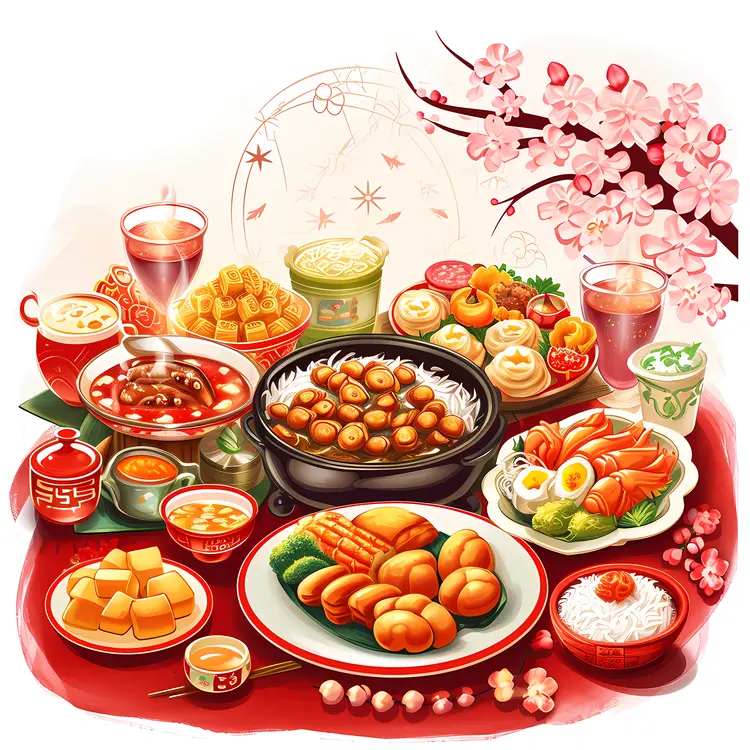 Festive Meal with Hot Pot and Sushi