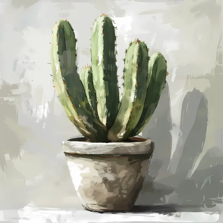 Green Cactus in White Pot