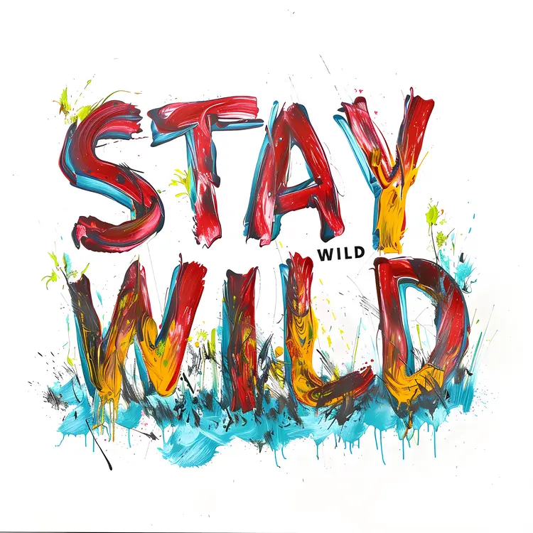 Stay Wild Text with Colorful Paint