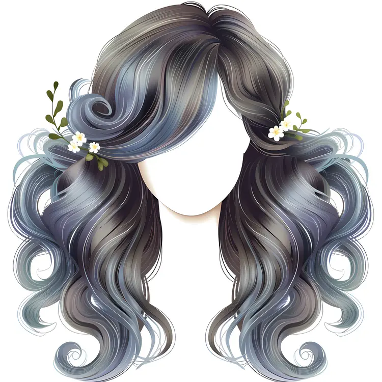 Curly Hair with Flowers
