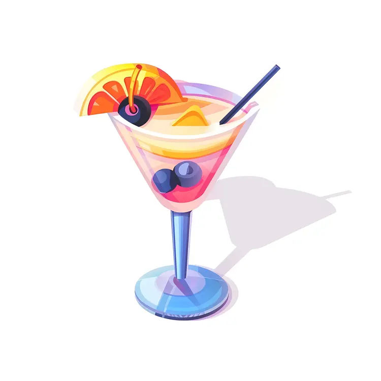 Colorful Cocktail with Fruit Garnish