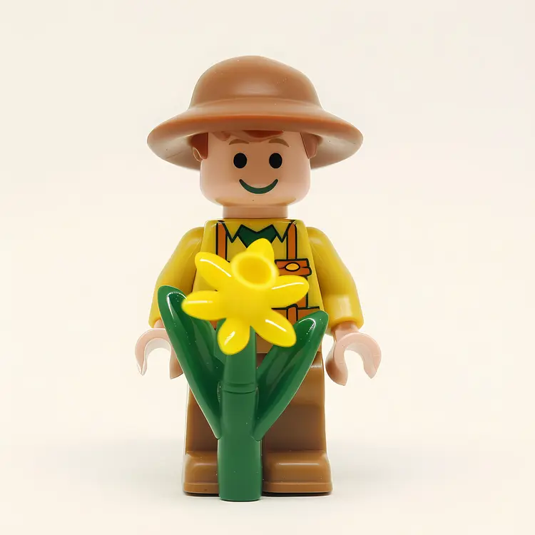 Lego Figure Holding a Yellow Flower