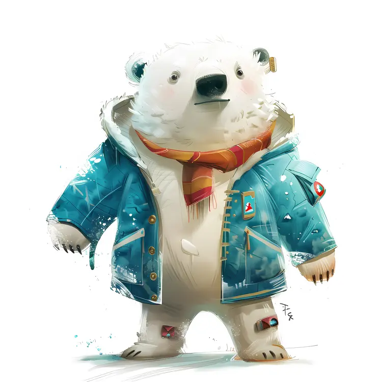 White Bear in Blue Jacket