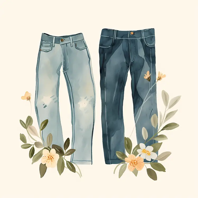 Fashionable Jeans with Floral Embellishments