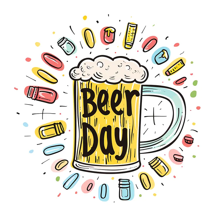 Beer Day Poster with Colorful Elements