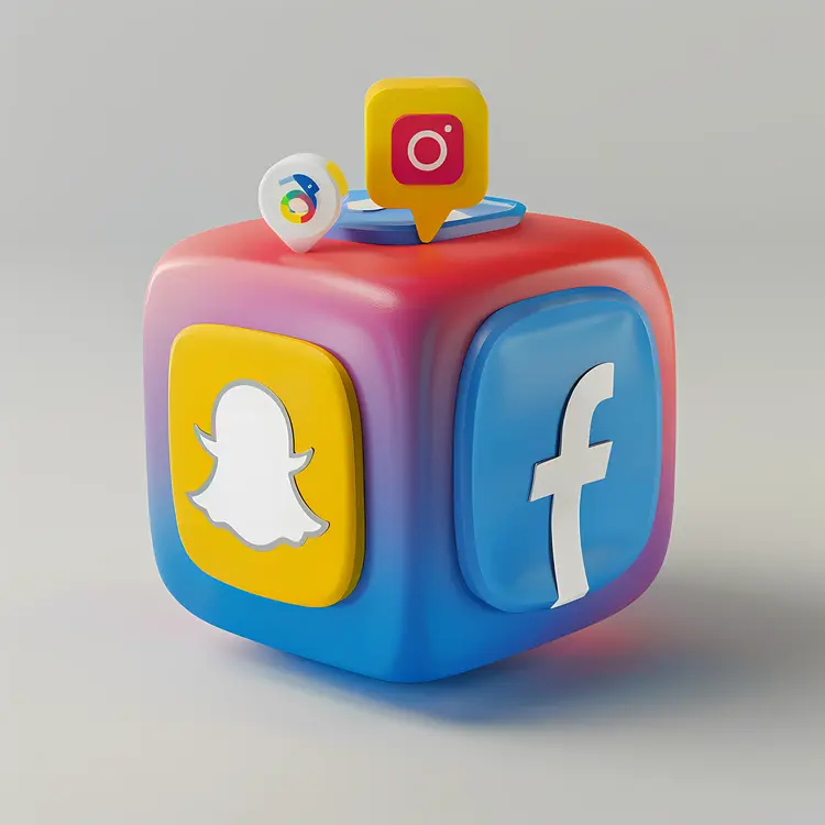 Colorful Social Media Icons Cube