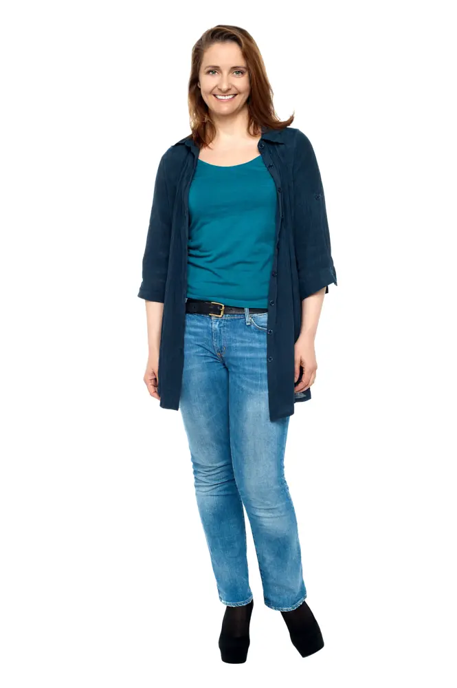 Smiling Woman in Casual Outfit