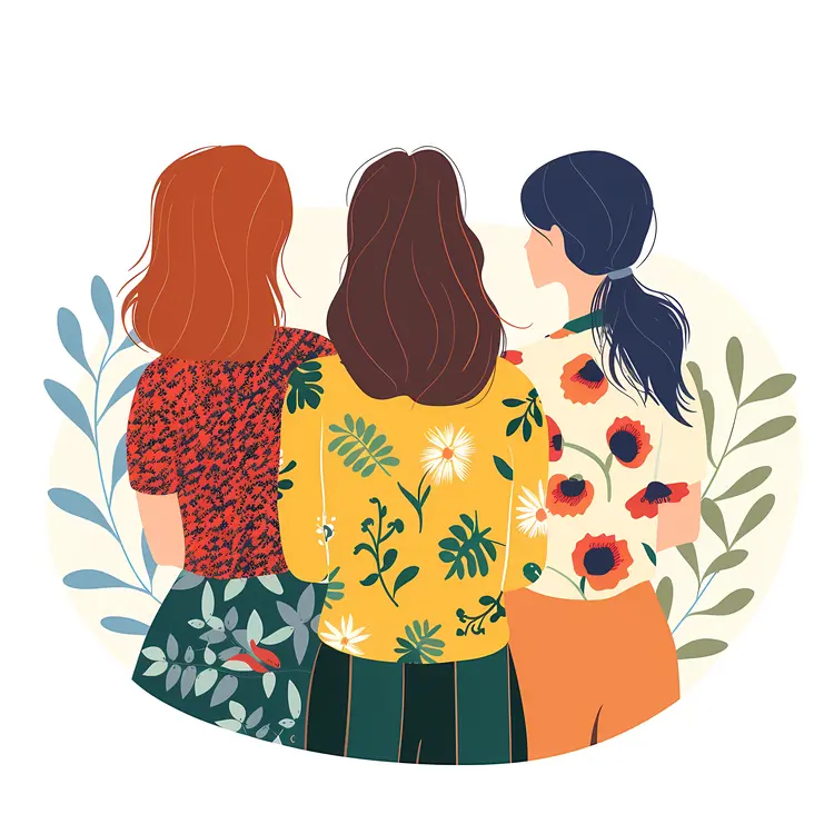 Three Women in Floral Outfits