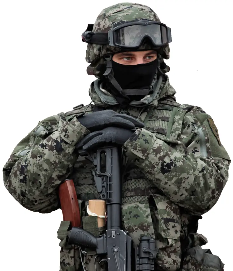Soldier in Camouflage with Rifle