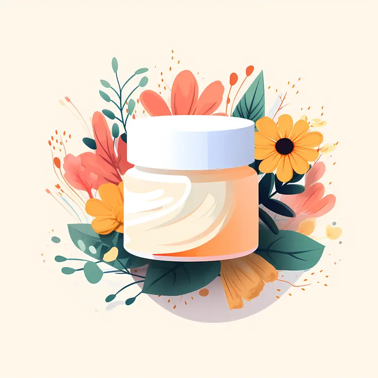 Cream Jar with Orange Flowers