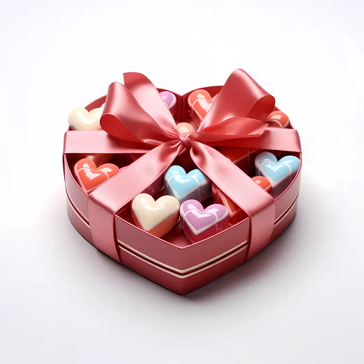 Heart Shaped Gift Box with Colorful Chocolates
