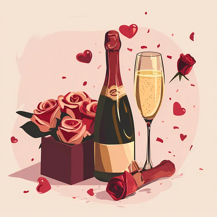 Champagne and Roses for a Romantic Celebration