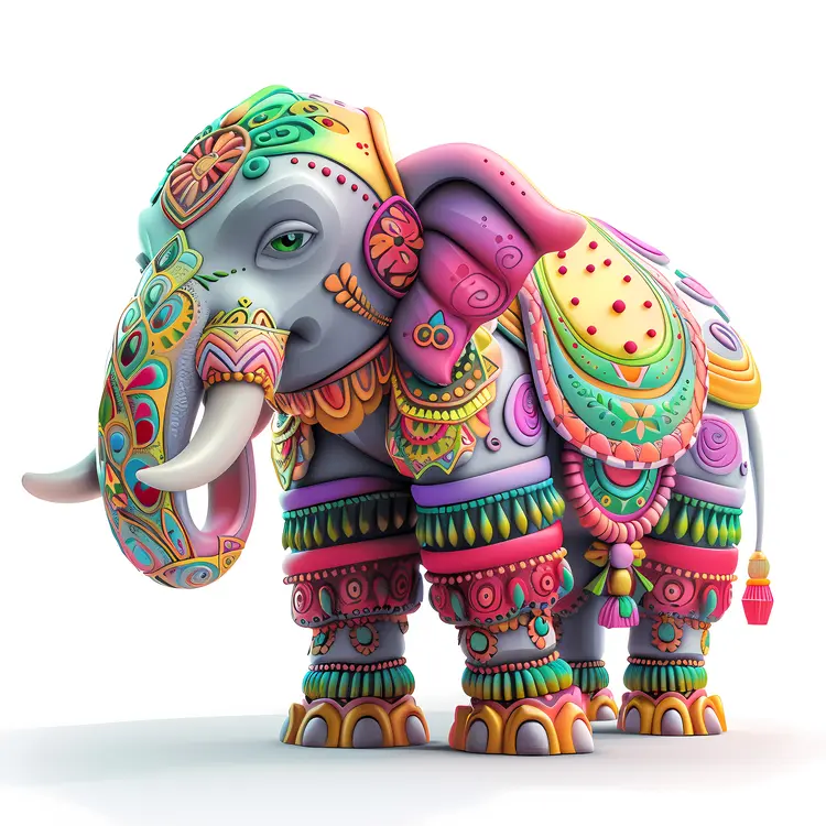 Ornate Colorful Elephant