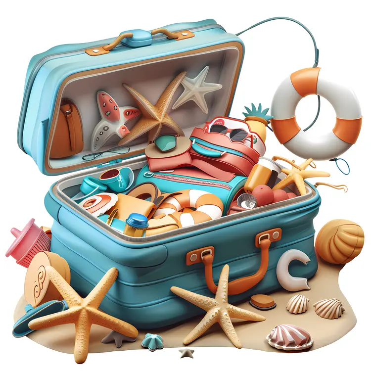 Packed Suitcase for Beach Vacation