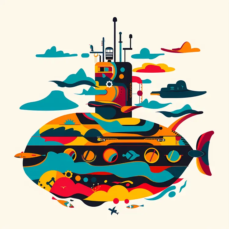 Colorful Submarine in Abstract Style