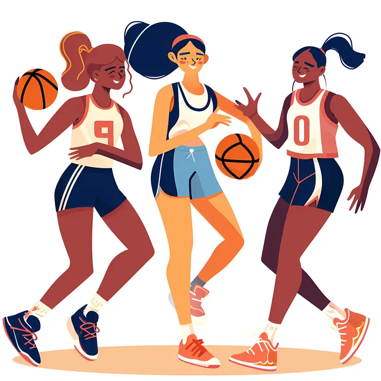 Illustration of Female Basketball Players