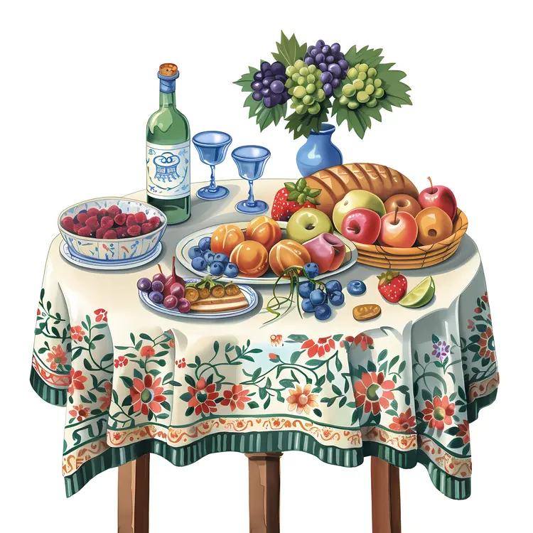 Table Setting with Fruits and Flowers