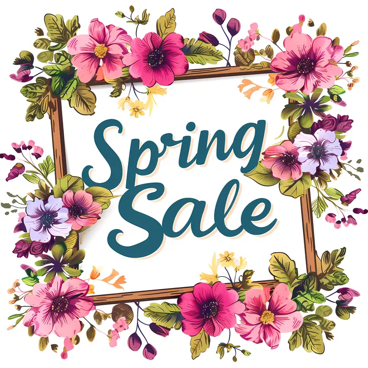 Spring Sale Banner with Floral Frame