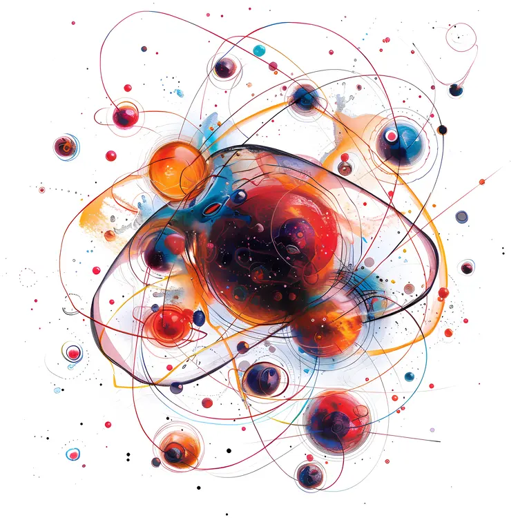 Abstract Atom Illustration with Electrons and Nucleus