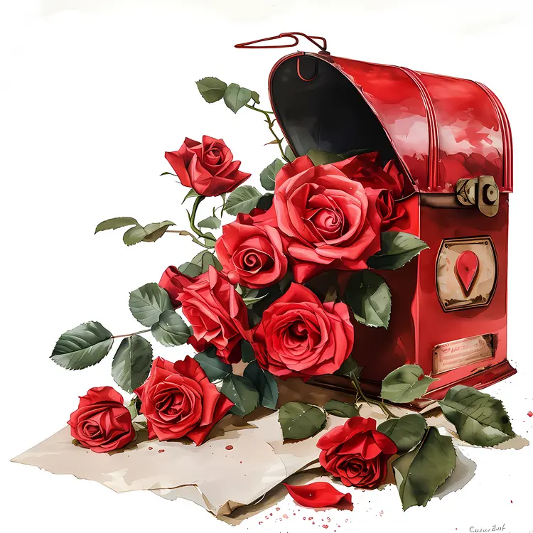 Red Roses in a Mailbox for Valentine's Day