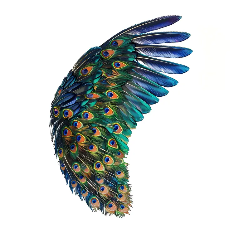Peacock Wing with Eye-Patterned Feathers