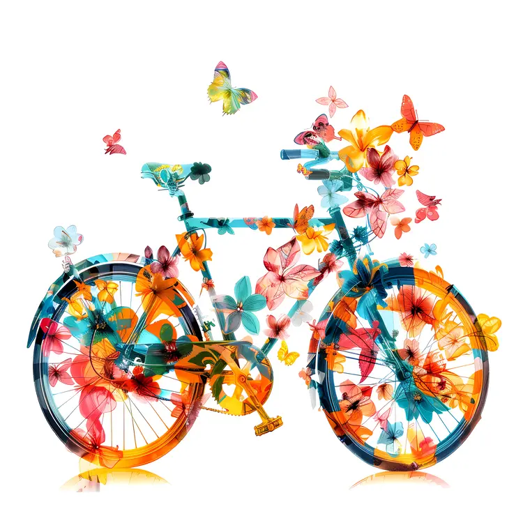 Colorful Bicycle with Floral Design