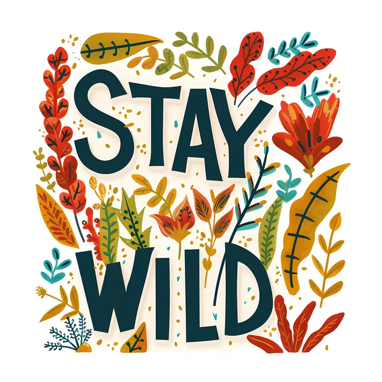 Stay Wild Floral Quote