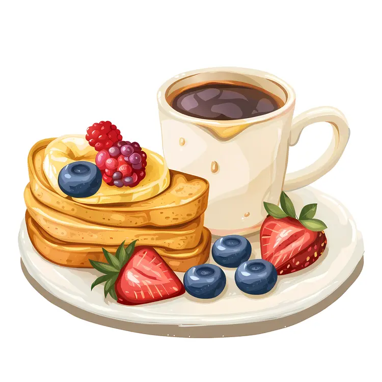 Delicious Breakfast with Pancakes and Coffee