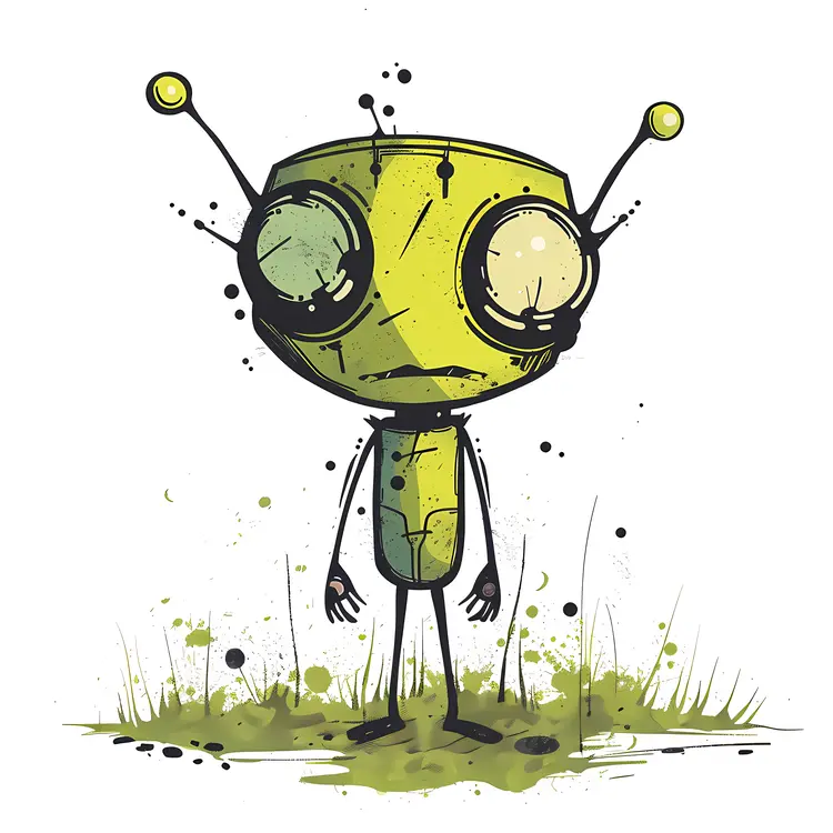 Cute Alien Character with Antennas