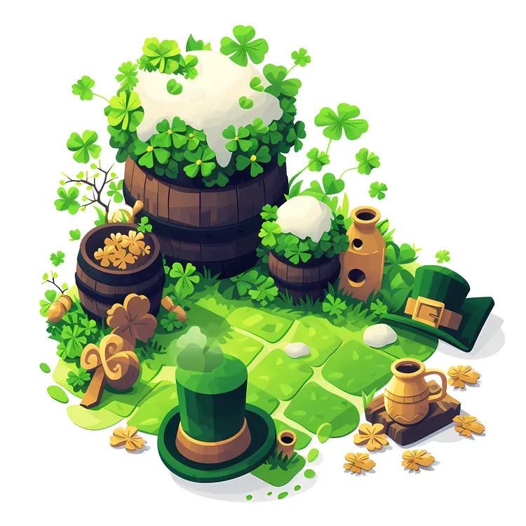 Barrels and Clovers with Green Hats