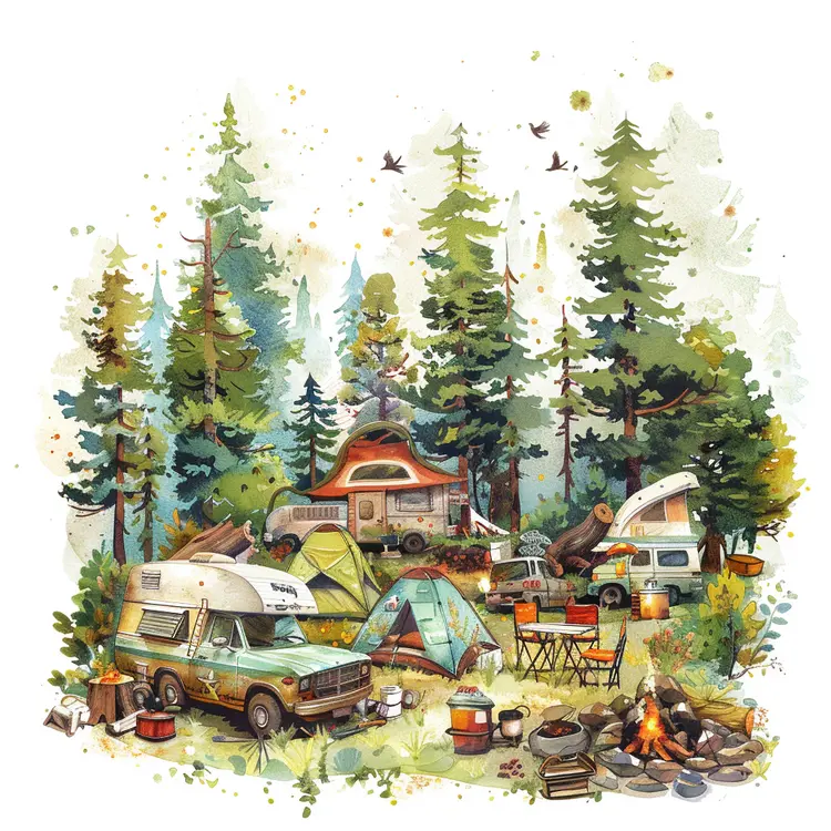 Scenic Camping Illustration