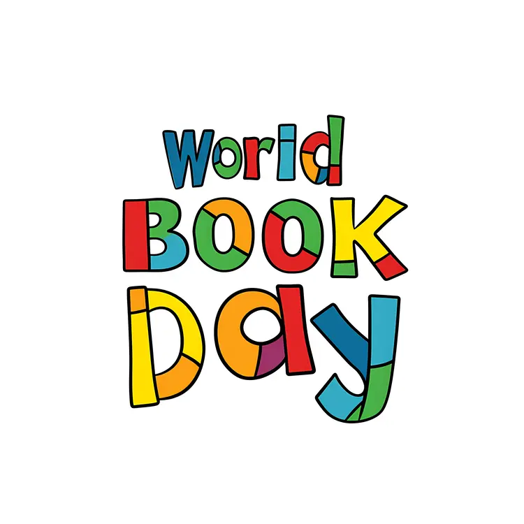 Colorful World Book Day Text