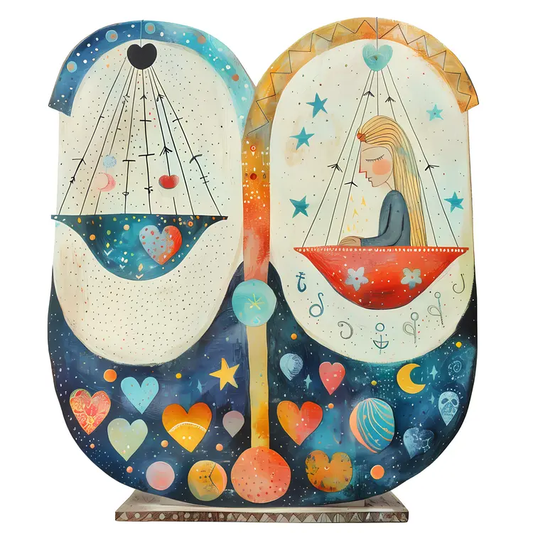 Colorful Balance Art with Moon and Stars
