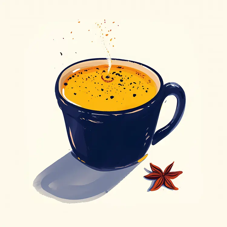 Blue Cup with Yellow Spiced Drink Illustration