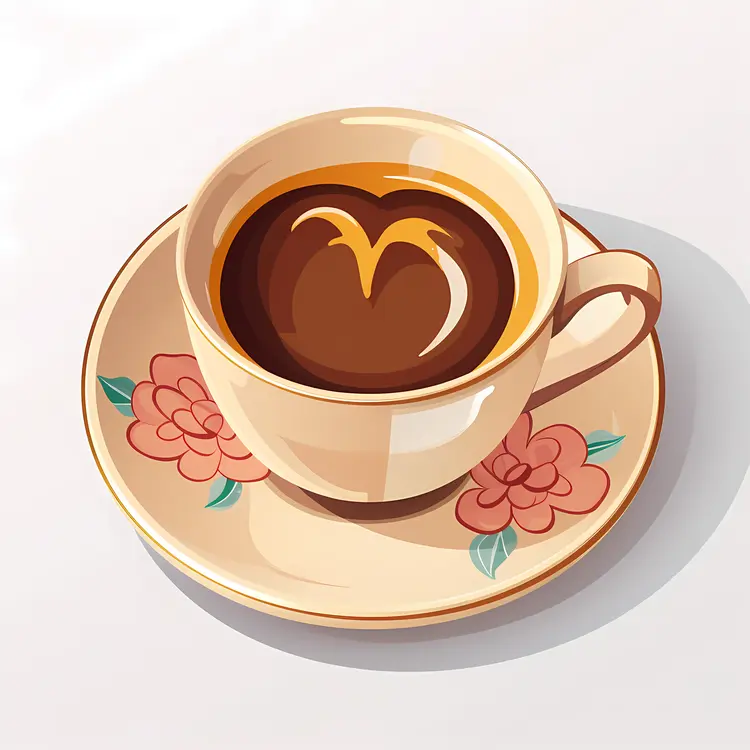 Coffee Cup with Floral Saucer