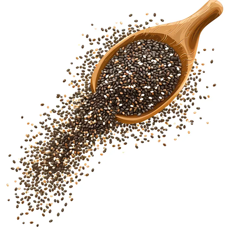 Chia Seeds with Wooden Scoop