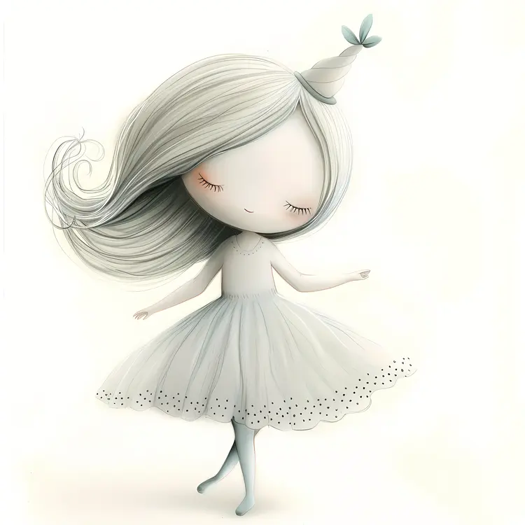 Cute Dancing Girl Cartoon