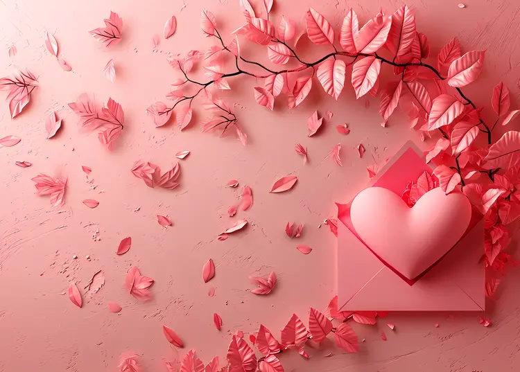 Heart and Envelope with Leaves