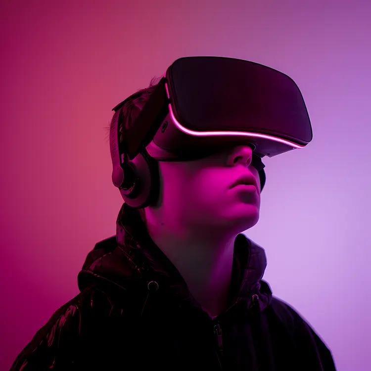 Person in Dark Clothing with VR Headset