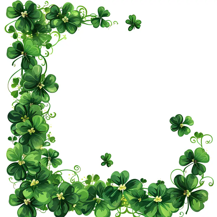 Green Clovers Frame with Vines