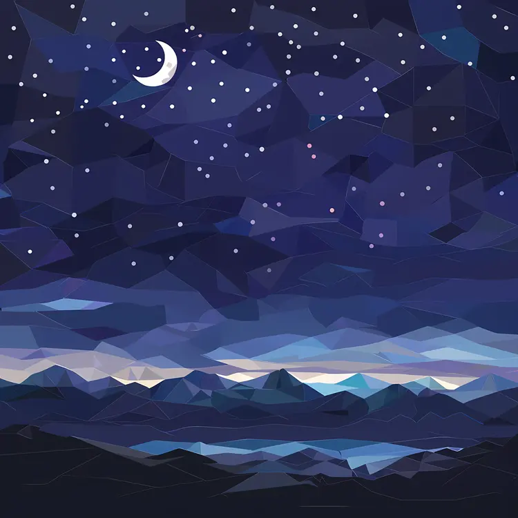 Night Sky with Moon and Stars