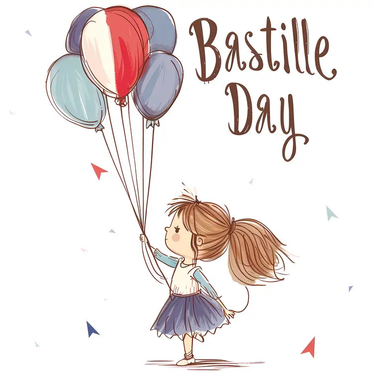 Bastille Day Girl with Balloons