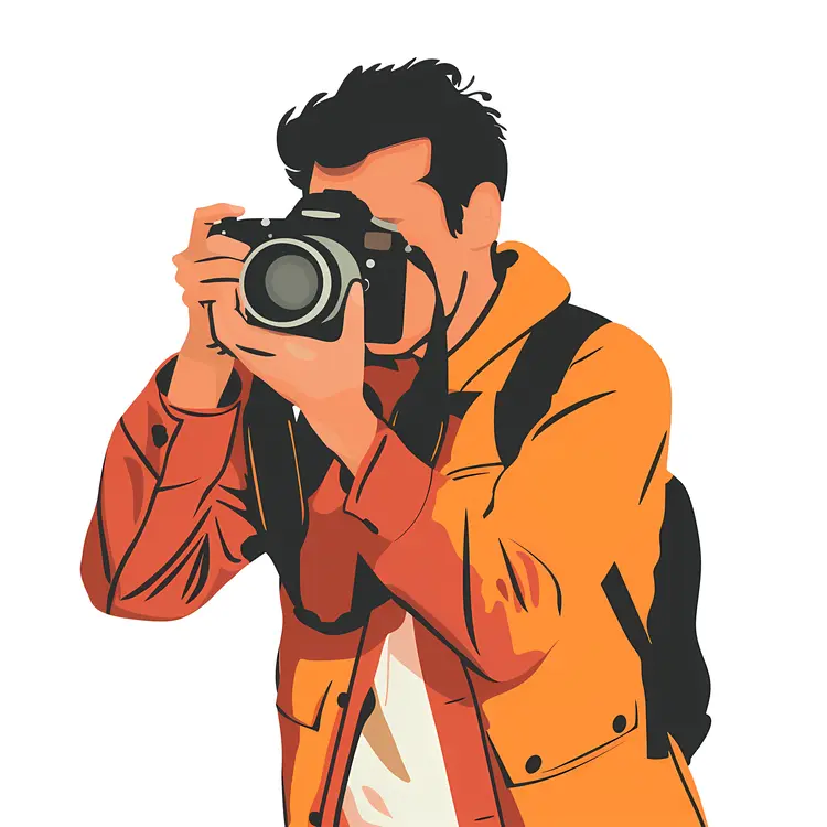 Man Photographer with Camera and Backpack