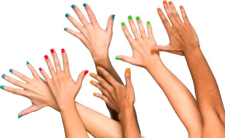 Hands with Colorful Nail Polish