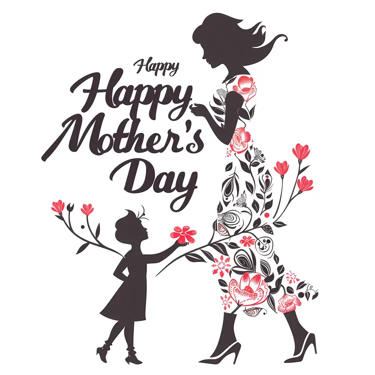 Floral Silhouette Happy Mother's Day Card