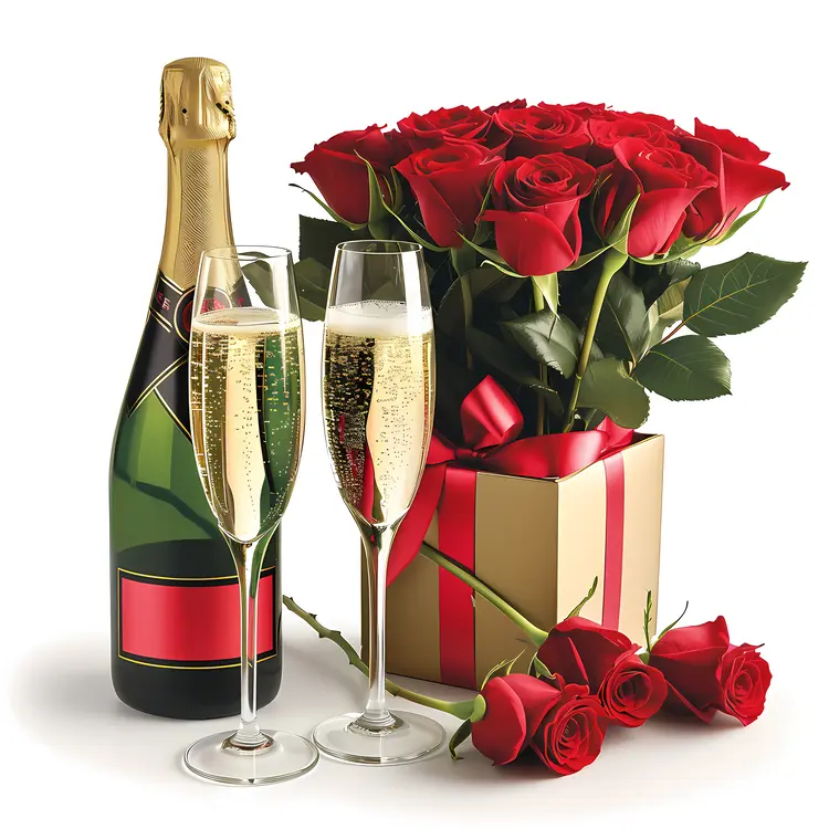 Champagne and Roses for a Romantic Celebration