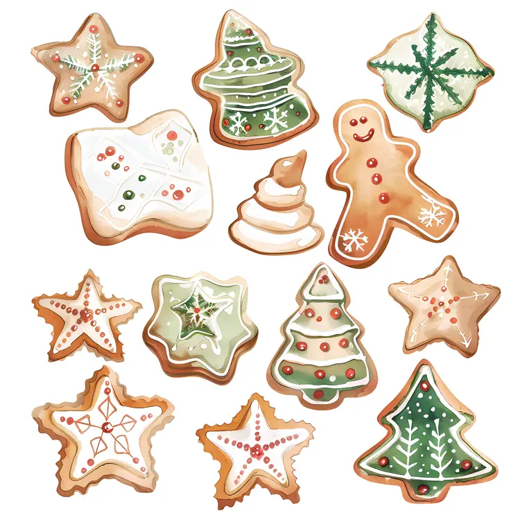 Assorted Christmas Cookies with Icing